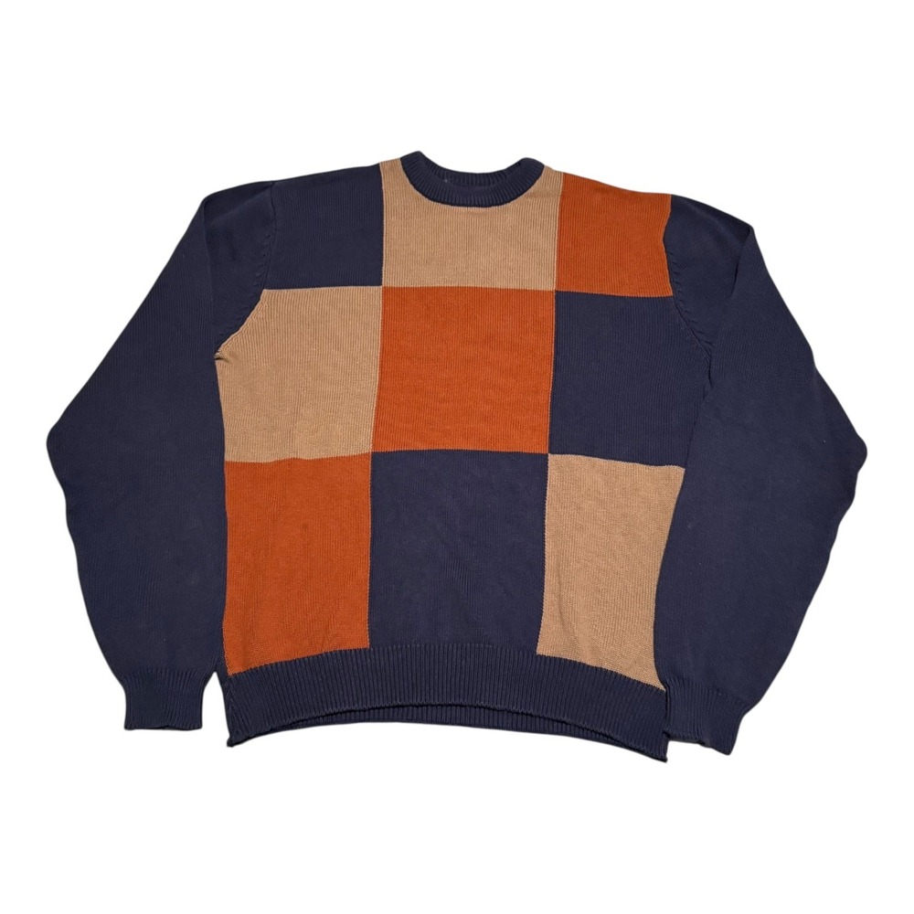 2000s Unbranded Colorblock Fallcore Crewneck Sweater Men's Oversized M FLAWS